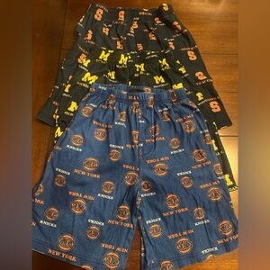 3 pairs of pajama short size med 8/10 Michigan, Syracuse, Knicks
